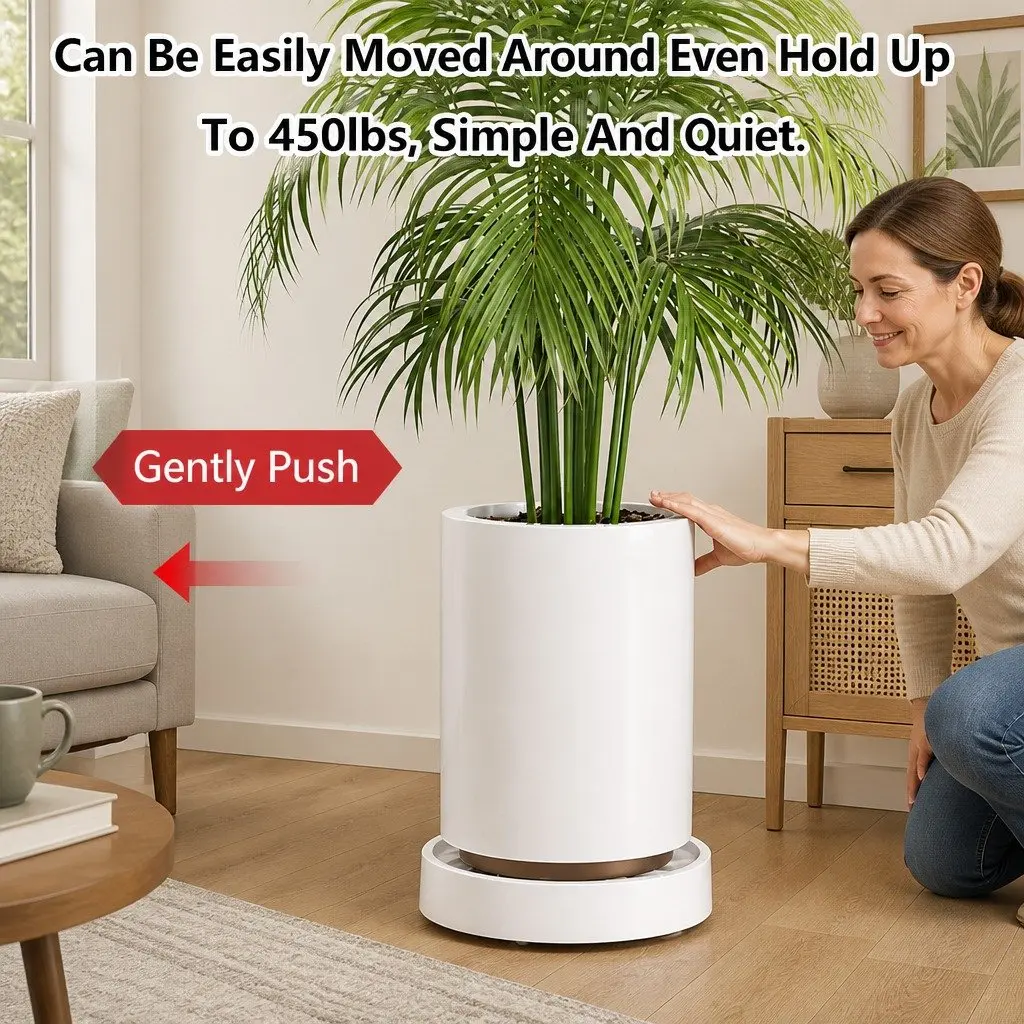Rolling Plant Stand 2-Pack 26cm Pot Trolley 360° Wheels Indoor Planter Caddy