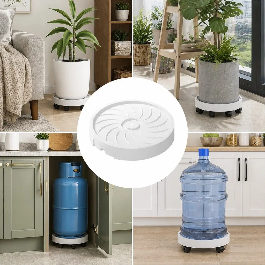 Rolling Plant Stand 2-Pack 26cm Pot Trolley 360° Wheels Indoor Planter Caddy