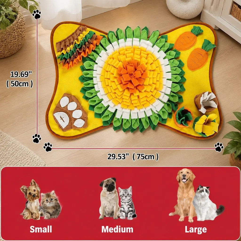 Snuffle Feeding Mat Toy for Dogs Interactive Foraging Mental Enrichment 50 x 75 cm