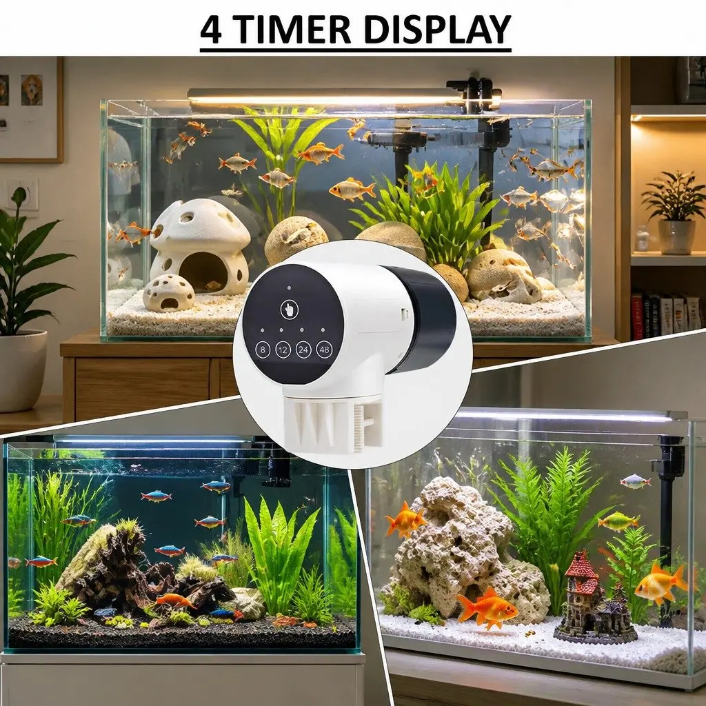 Aquarium Tank Automatic Feeder Rechargeable Moistureproof 11x6x15cm