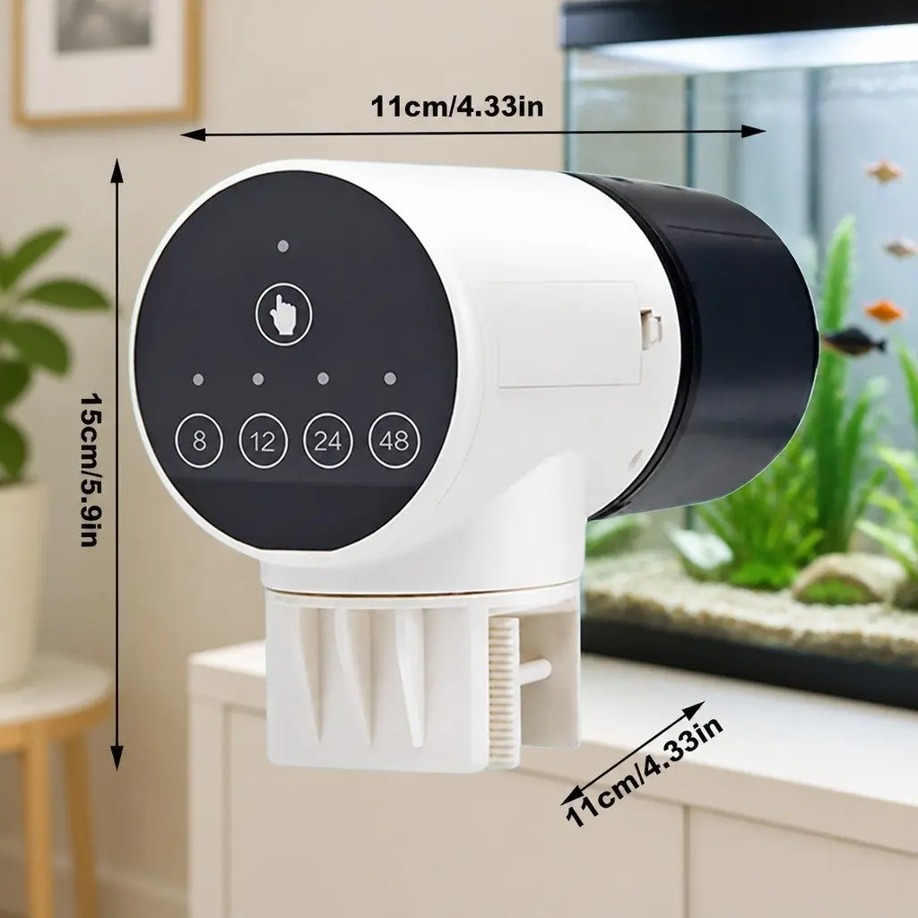 Aquarium Tank Automatic Feeder Rechargeable Moistureproof 11x6x15cm