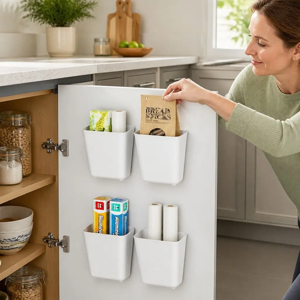 Self-Adhesive Wall Storage Box Set Compact 4-Pack 15 x 11 x 6 cm
