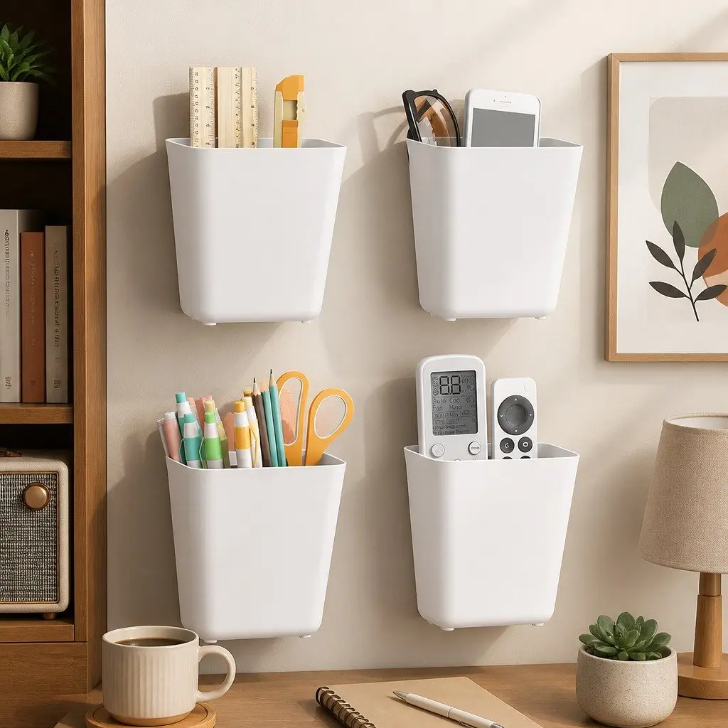 Self-Adhesive Wall Storage Box Set Compact 4-Pack 15 x 11 x 6 cm
