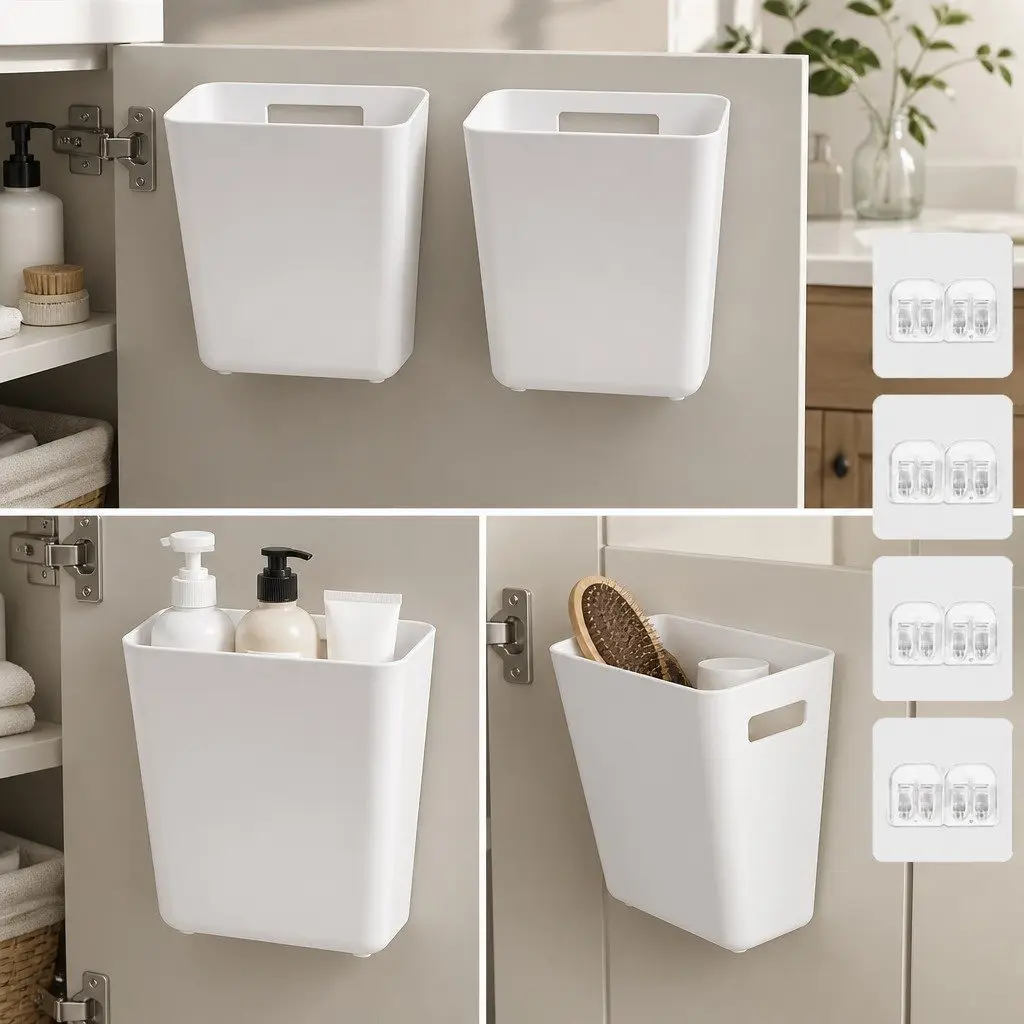 Self-Adhesive Wall Storage Box Set Compact 4-Pack 15 x 11 x 6 cm