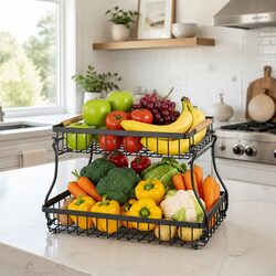 Friendly 2-Tier Metal Fruit Basket for Your Kitchen