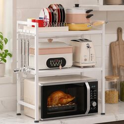3-Tier Microwave Oven Rack Adjustable Metal Kitchen Shelf Stand Countertop