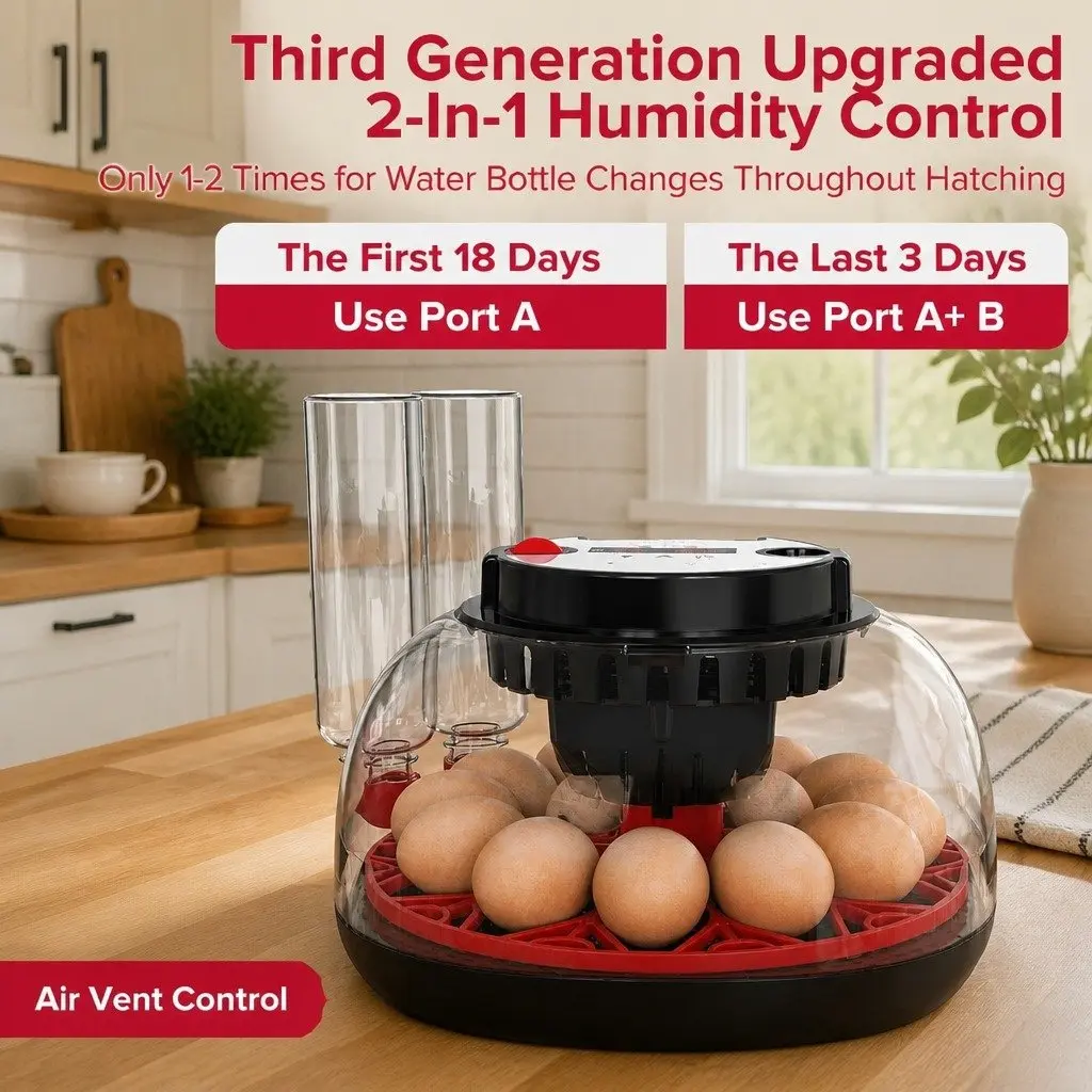 12 Egg Incubator Automatic Turning LED Display Temperature Humidity Control