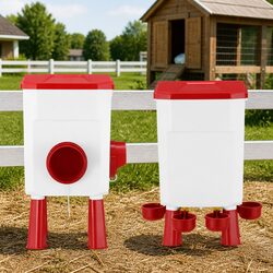 Automatic Chicken Feeder Waterer Set 8KG Food 7L Water Poultry Ducks Quails Coop