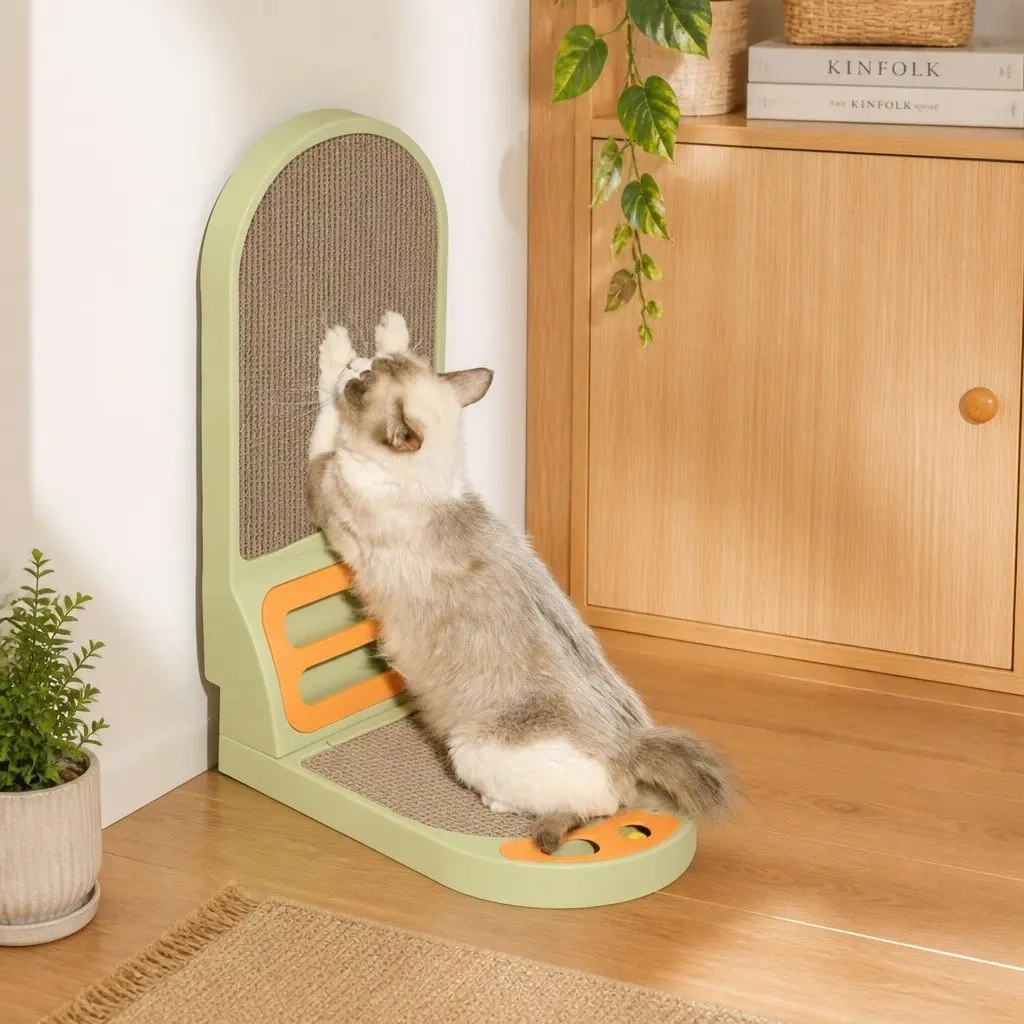 L-Shaped Cat Scratching Board Vertical Durable Corrugated Cardboard 42 x 58 x 27 cm