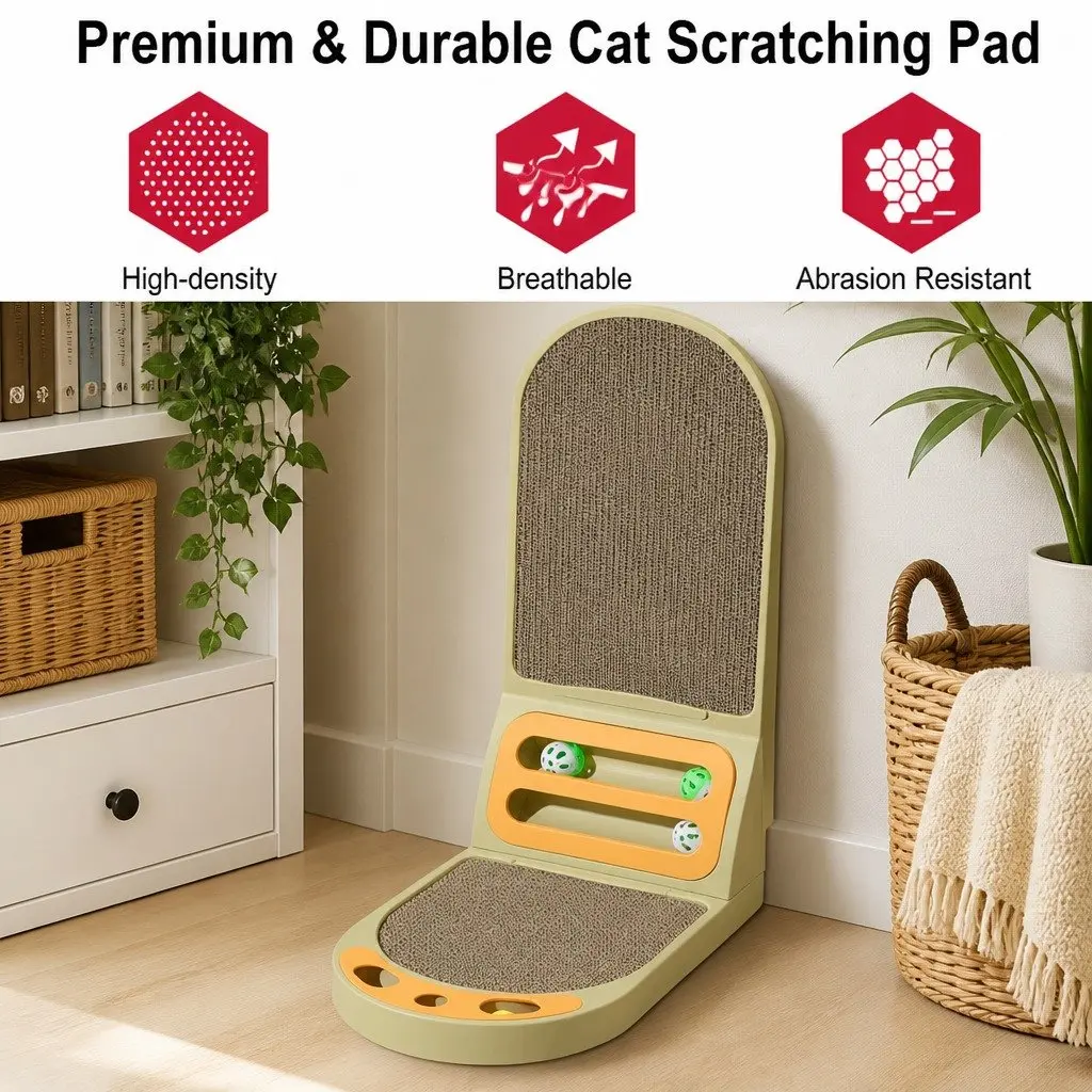 L-Shaped Cat Scratching Board Vertical Durable Corrugated Cardboard 42 x 58 x 27 cm
