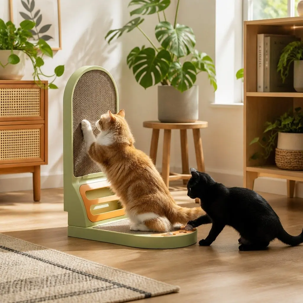 L-Shaped Cat Scratching Board Vertical Durable Corrugated Cardboard 42 x 58 x 27 cm