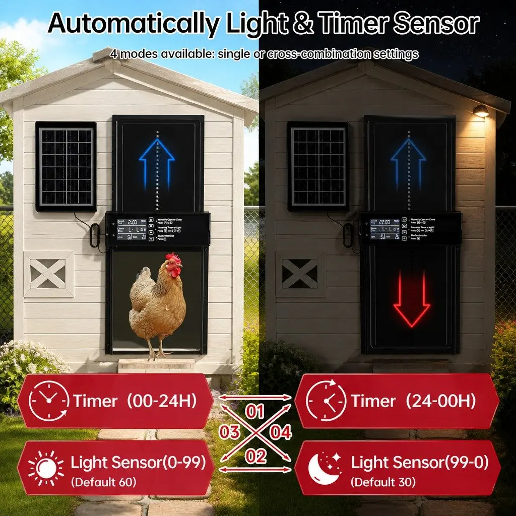 Automatic Chicken Coop Door Solar Powered 33 x 4 x 25 cm