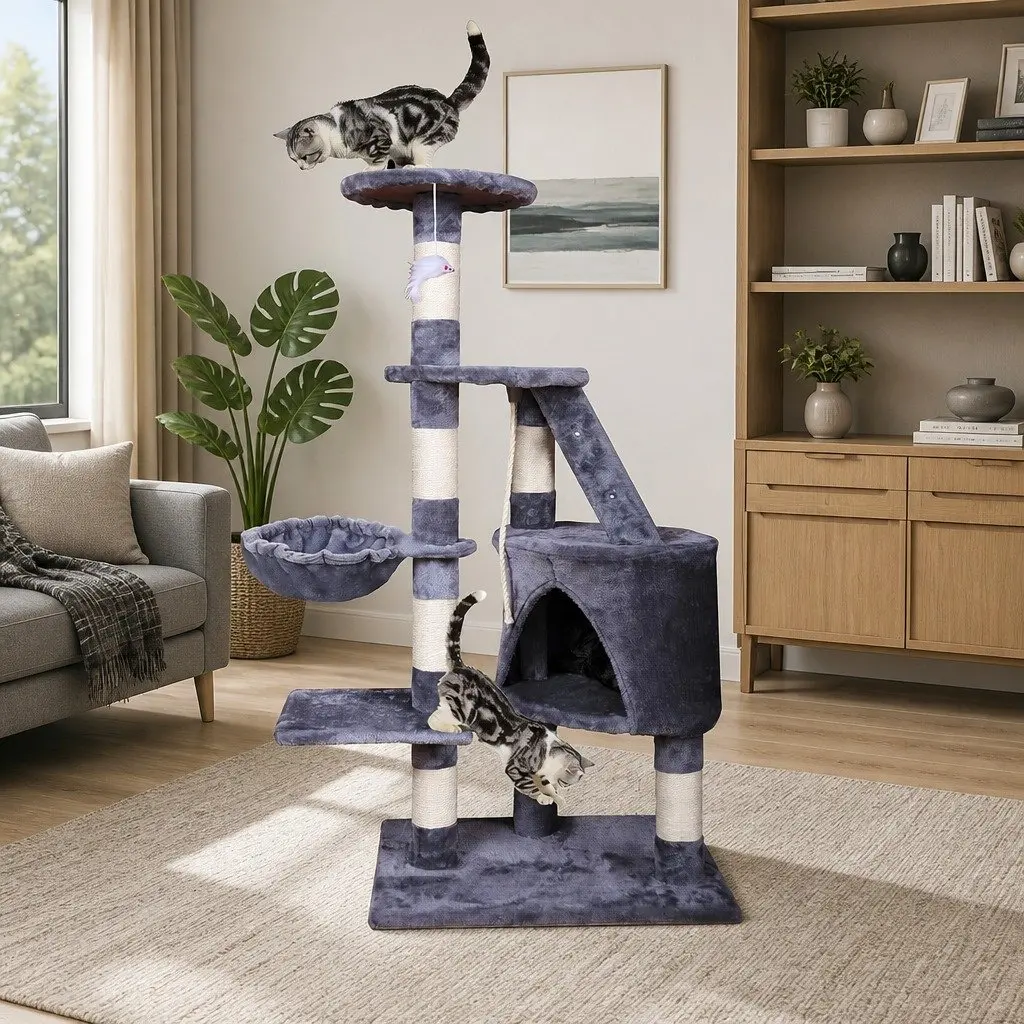 Cat Tree 120cm Indoor Cats Condo Hammock Plush Perch Scratching Posts Kittens