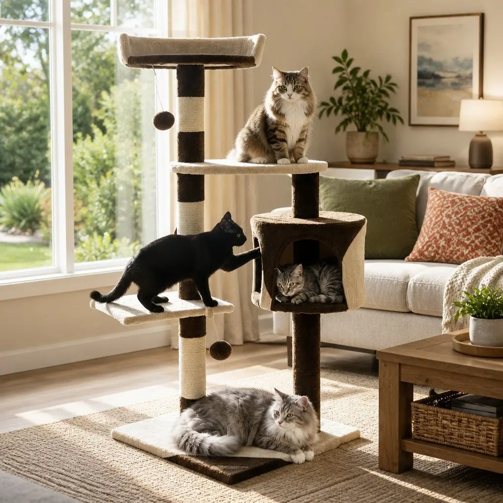 Cat Tree Multi-Level 140cm Plush Perch Sisal Scratching Posts Condo