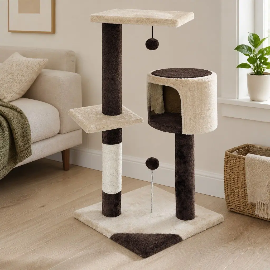 Cat Tree Multi-Level 140cm Plush Perch Sisal Scratching Posts Condo