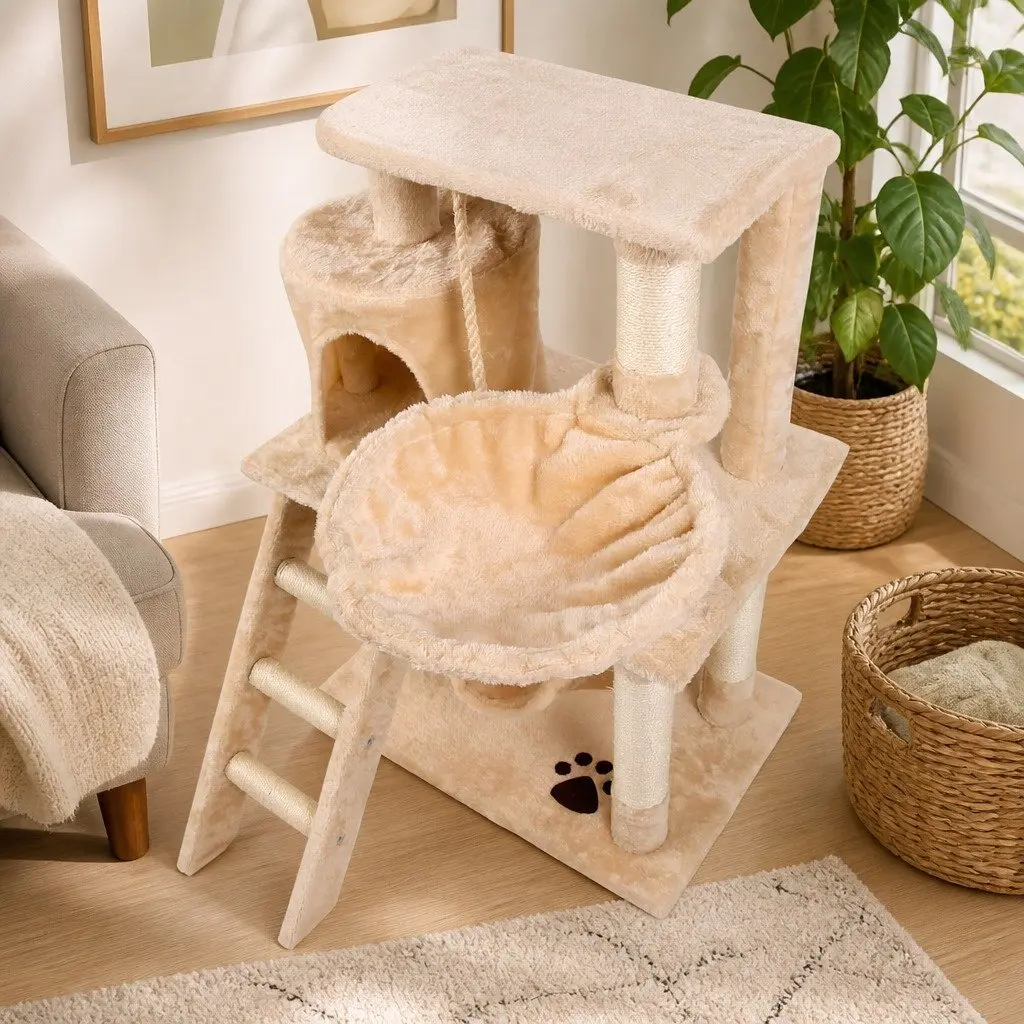 Cat Tree Tower Multi-Level 141cm Indoor Cats Climbing Perch Hammock Condo Sisal