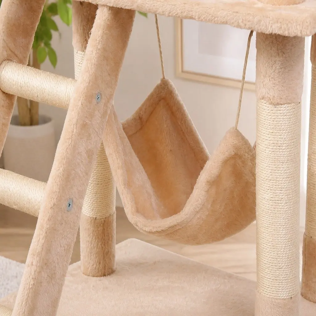 Cat Tree Tower Multi-Level 141cm Indoor Cats Climbing Perch Hammock Condo Sisal