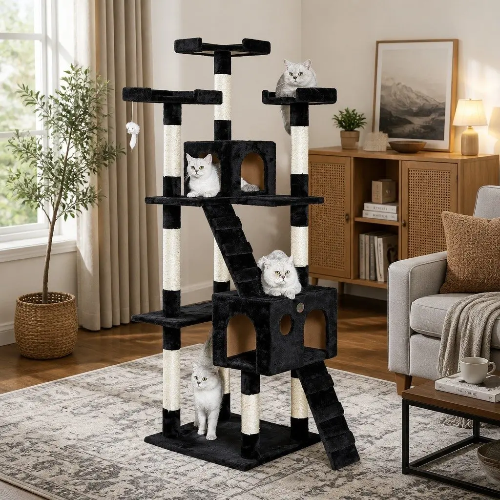 Cat Tree Tower Multi-Level 180cm Indoor Climbing Scratching Posts Condos