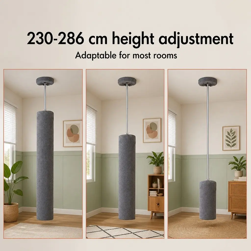 Floor to Ceiling Cat Tree Tower Adjustable Height 230-286cm Indoor Cats Grey