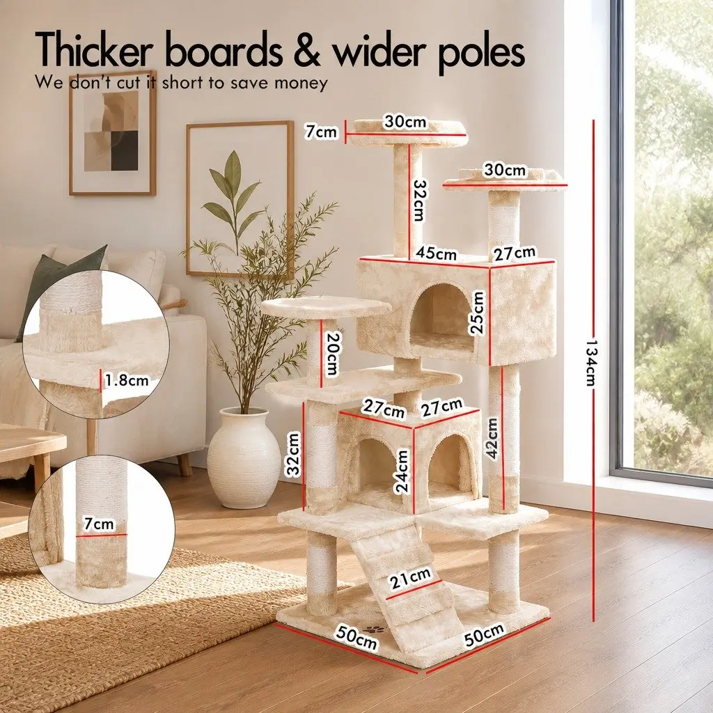 Cat Tree Tower Multi-Level 180cm Indoor Cats Climbing Play Structure