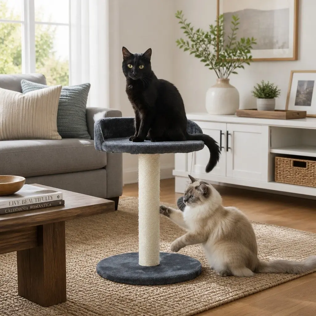 Cat Tree Tower Indoor Cats Plush Perch Sisal Scratching Post Hanging Toy Kittens