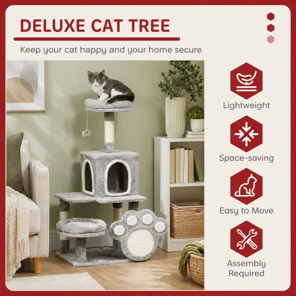 Multi-Level Cat Tree Tower Indoor with Plush Perch and Condo for Cats 48x110x40cm