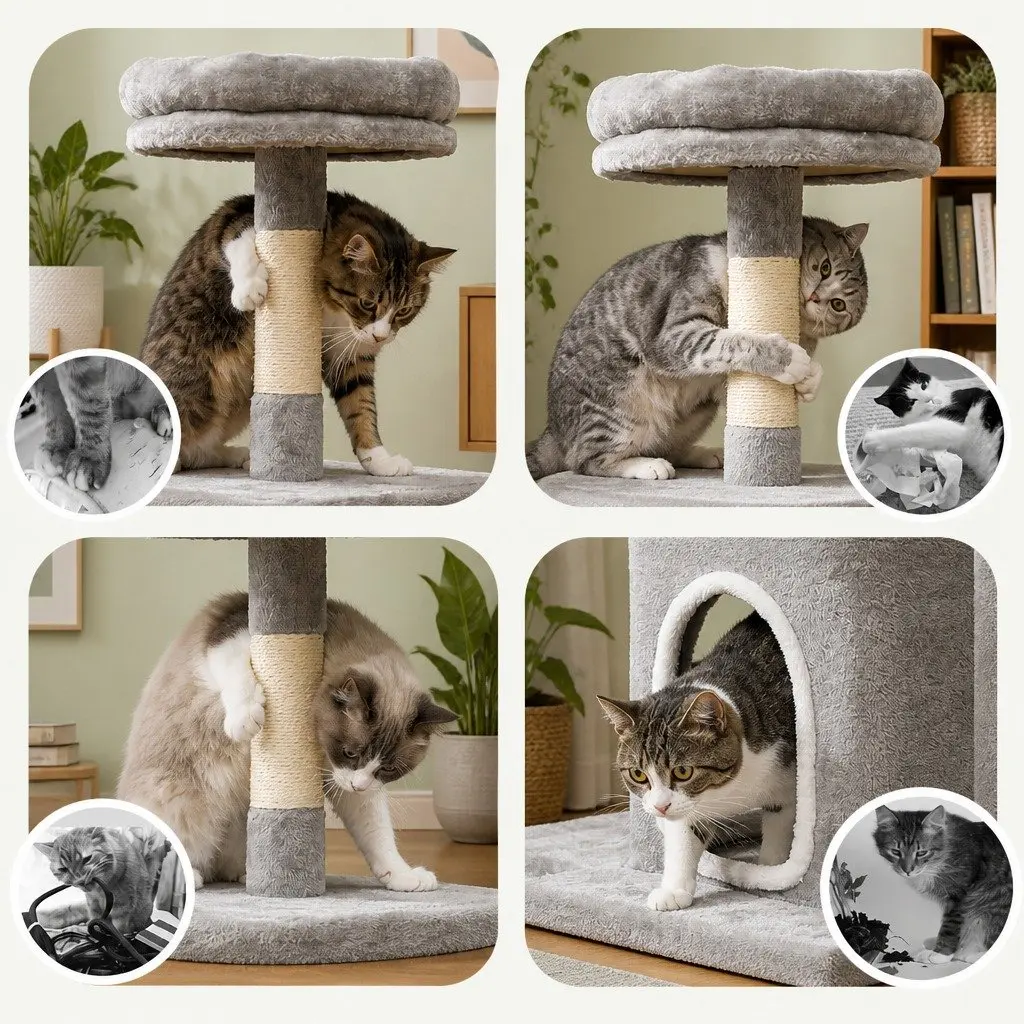 Multi-Level Cat Tree Tower Indoor with Plush Perch and Condo for Cats 48x110x40cm