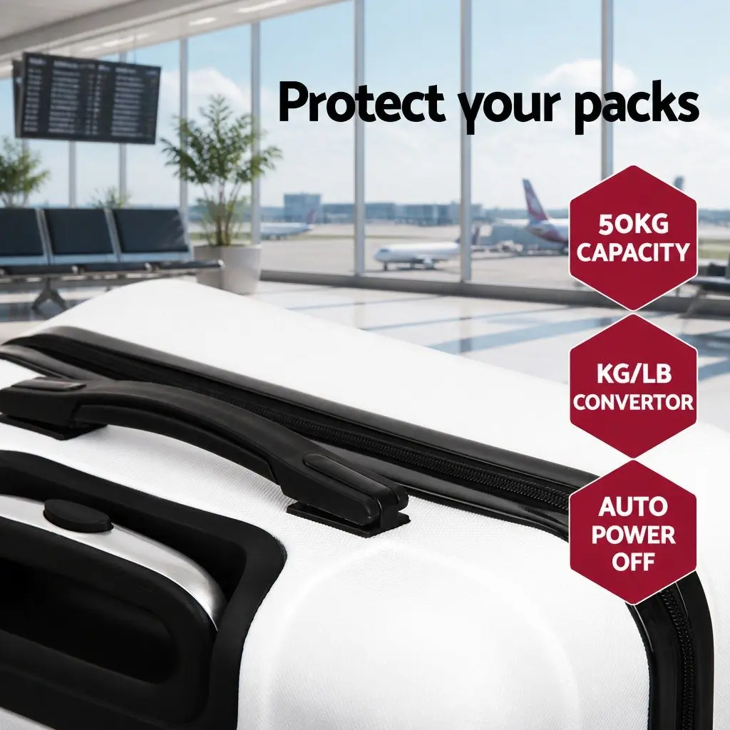 Hard Shell Luggage Set Lightweight 2 Piece 20" 28" Carry On Suitcase White