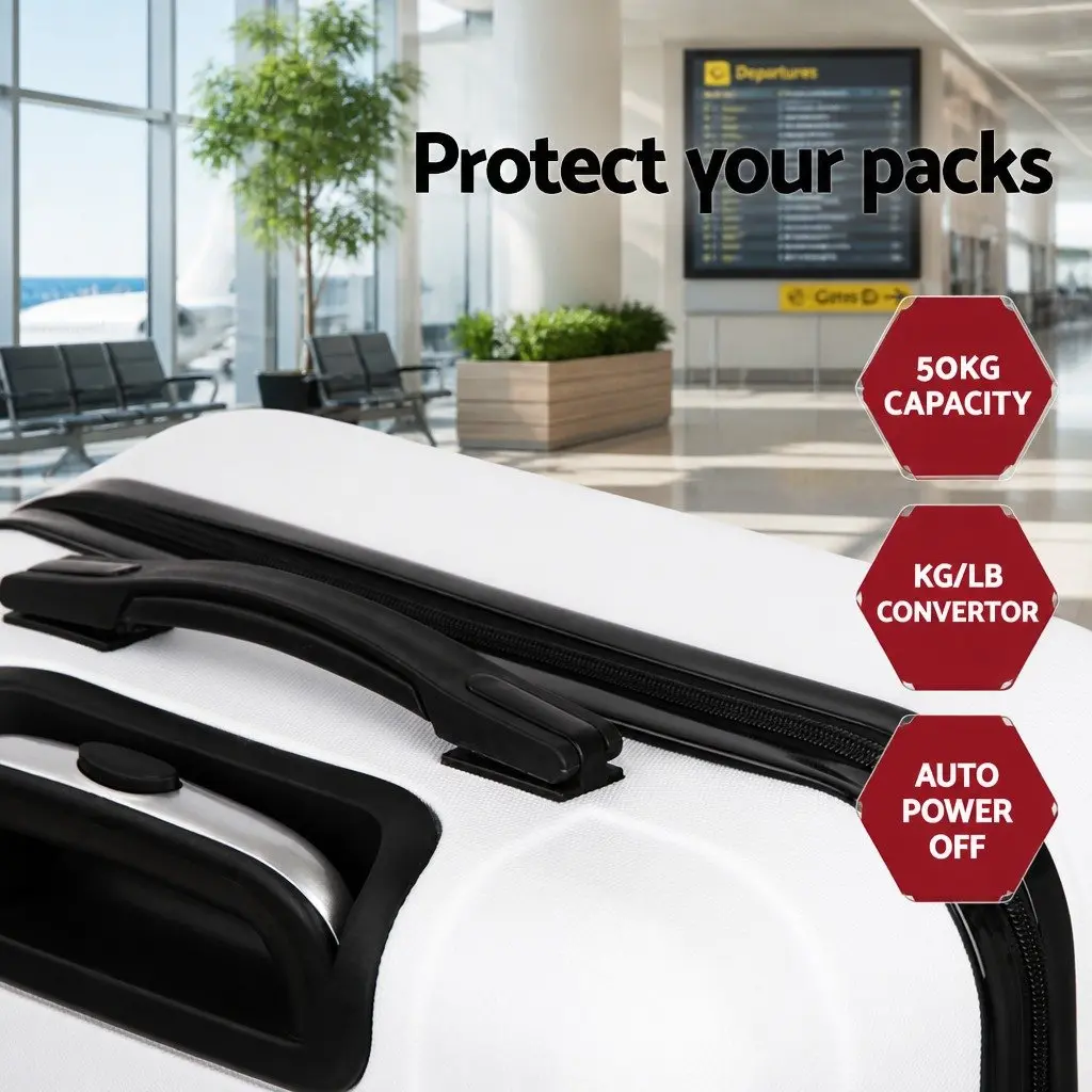 Luggage Set 3 Piece 20 24 28 Inch Hard Shell Suitcase TSA Lock Spinner White