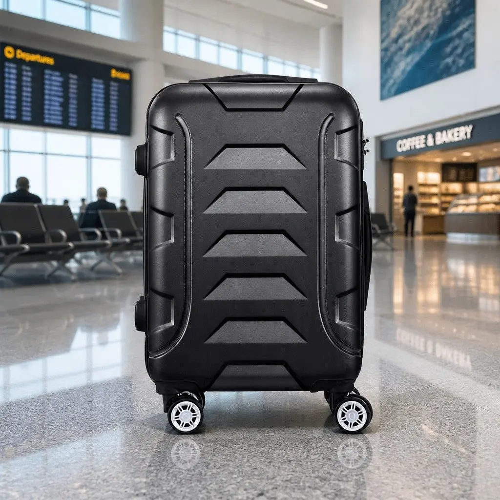 20 Inch Hard Shell Luggage Carry On Suitcase Lightweight Spinner Wheels Code Lock Black