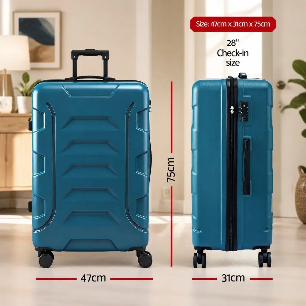 28" Luggage Suitcase Hard Case Lightweight Teal