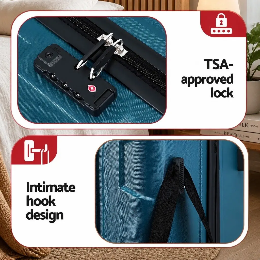 28" Luggage Suitcase Hard Case Lightweight Teal