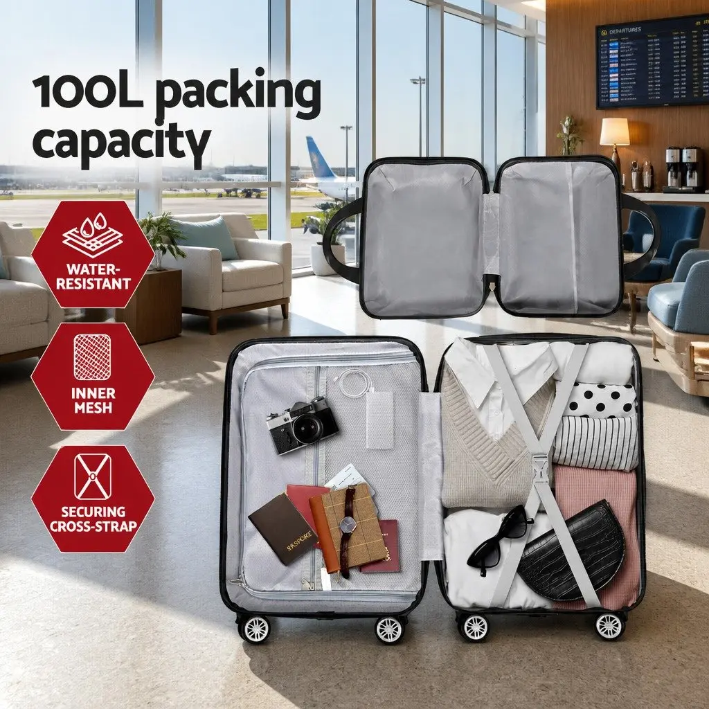 Hard Shell Luggage Set 2 Piece 20 Inch and 12 Inch Dark Grey