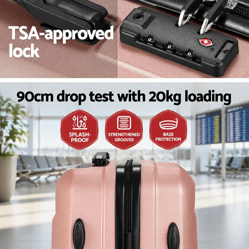 2 Piece Hard Shell Luggage Set 20 Inch and 12 Inch Lightweight Rose Gold