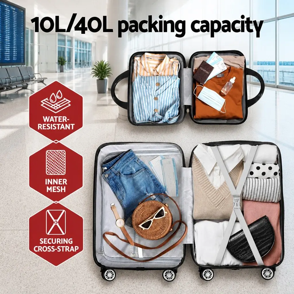 2 Piece Hard Shell Luggage Set 20 Inch and 12 Inch Lightweight Rose Gold