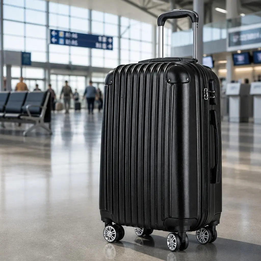 20 Inch Hard Shell Luggage Carry On Suitcase with Code Lock Wheels Black Travel