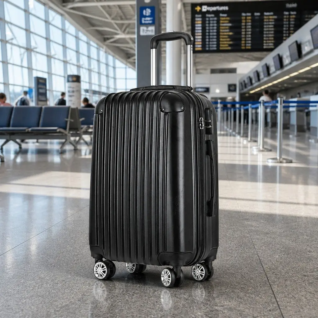 20 Inch Hard Shell Suitcase Lightweight with Code Lock and 360 Degree Wheels Black