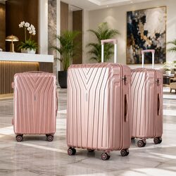 3-Piece Hard Shell Luggage Set 20 24 28 Inch Suitcase TSA Lock Carry On Travel