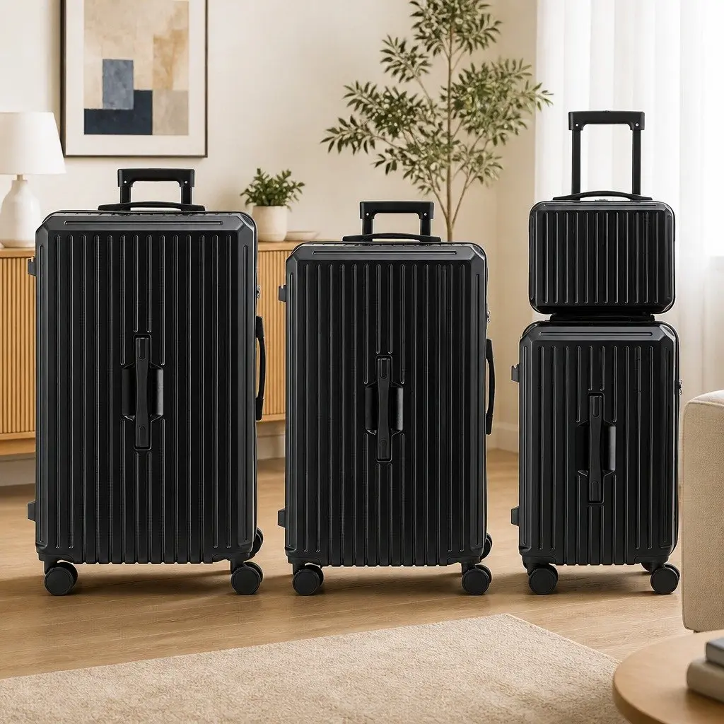 4 Piece Luggage Suitcase Set Travel Trunk Spinner Black
