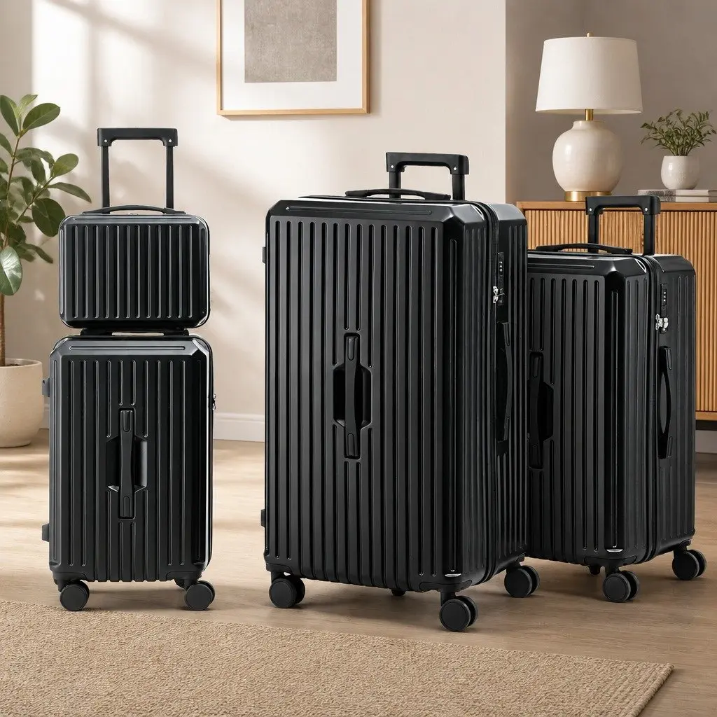 4 Piece Luggage Suitcase Set Travel Trunk Spinner Black