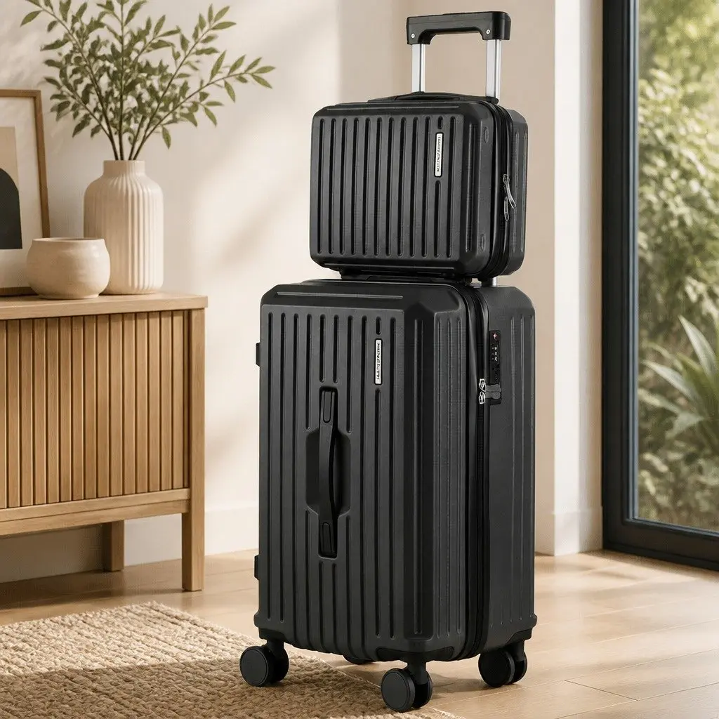 Luggage Suitcase Set Hard-shell 2 Piece 12 Inch 20 Inch Black