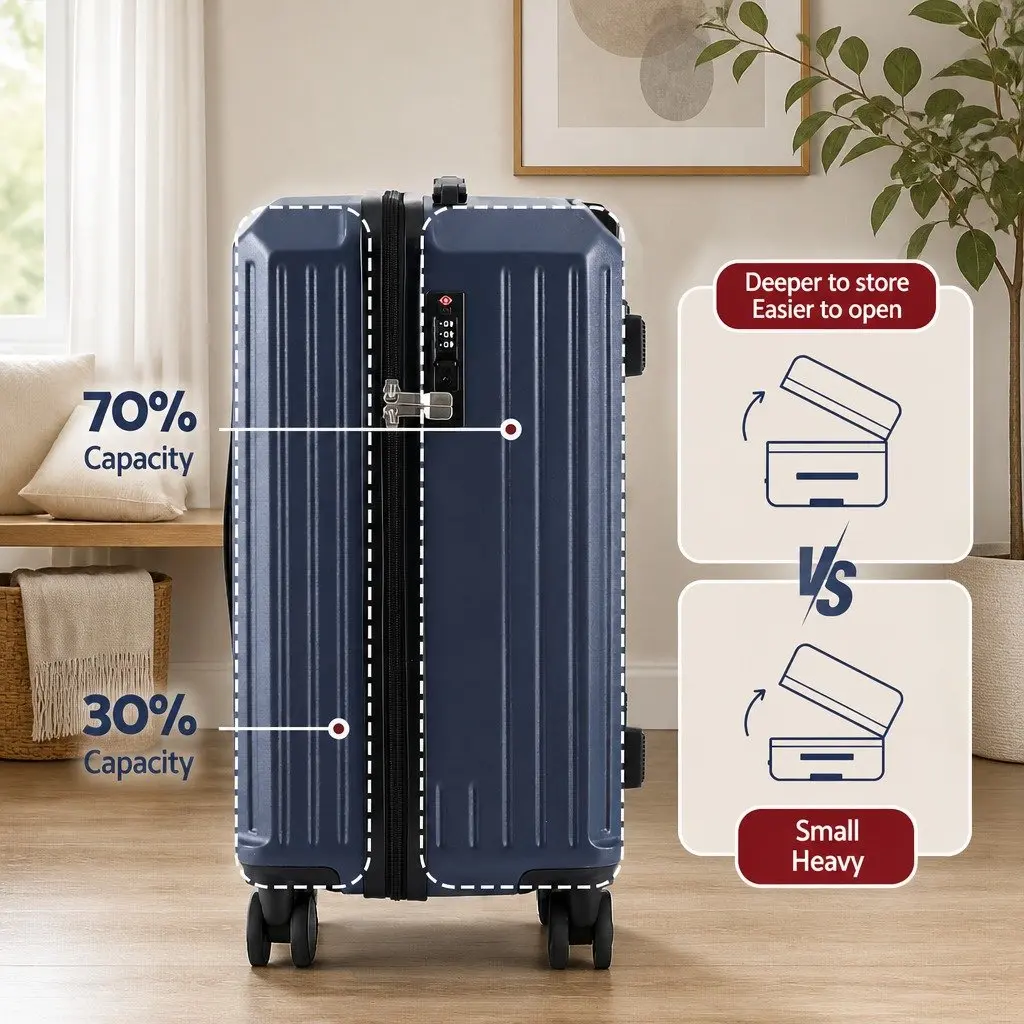 Trunk Luggage Suitcase Set 2pcs Travel Carry On Hard Shell 12" 20" Navy Blue