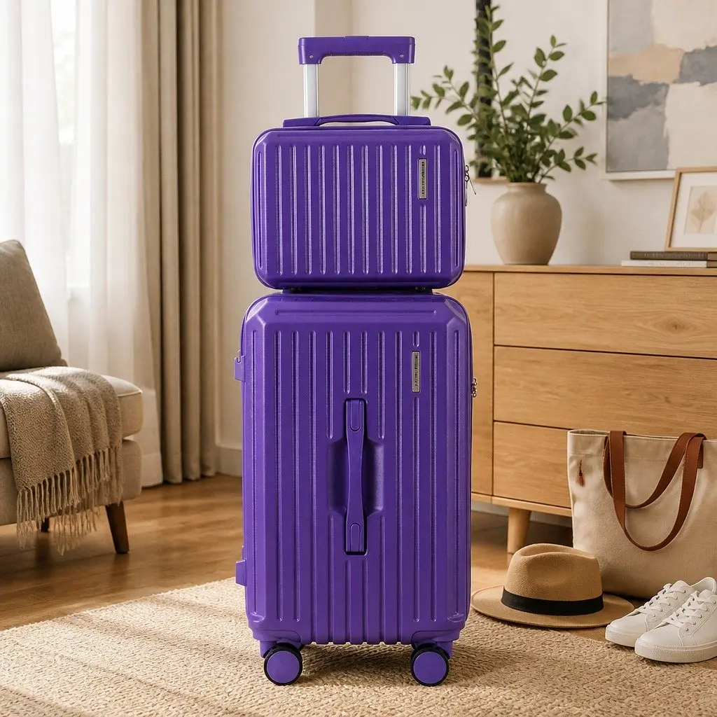Trunk Luggage Suitcase Set Hard-Shell 2 Piece 12 Inch 20 Inch Purple