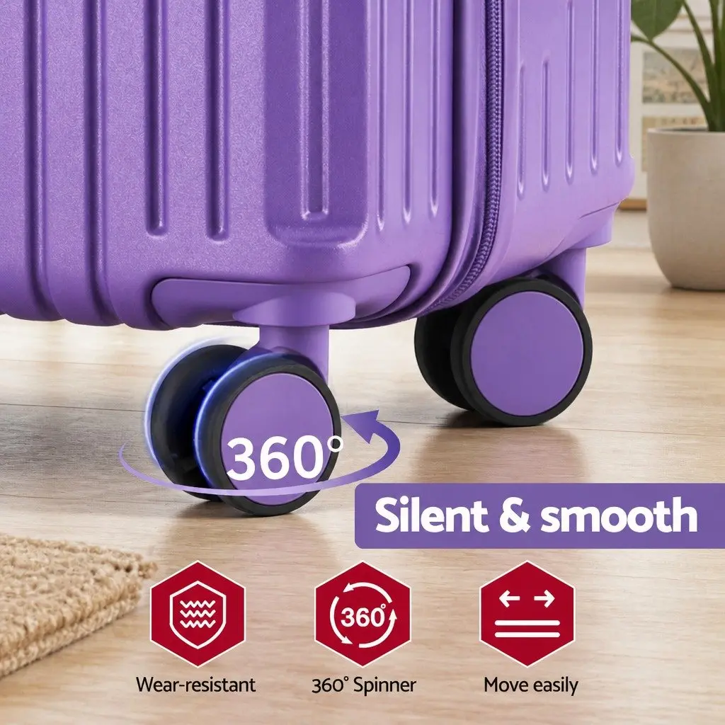 Trunk Luggage Suitcase Set Hard-Shell 2 Piece 12 Inch 20 Inch Purple