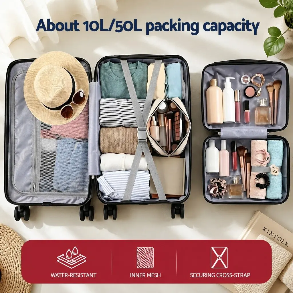 Suitcase Set 2pcs Trunk Luggage Travel Carry On TSA Lock 12" 20" White