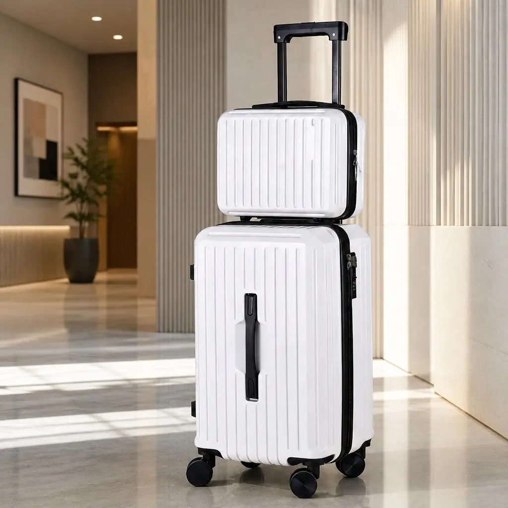 Suitcase Set 2pcs Trunk Luggage Travel Carry On TSA Lock 12" 20" White