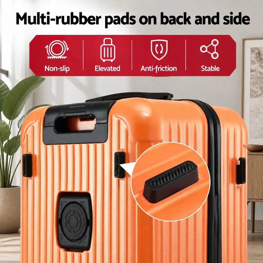 28" Trunk Luggage Suitcase Orange Hard Shell Travel Case 5 Wheels USB Type-C