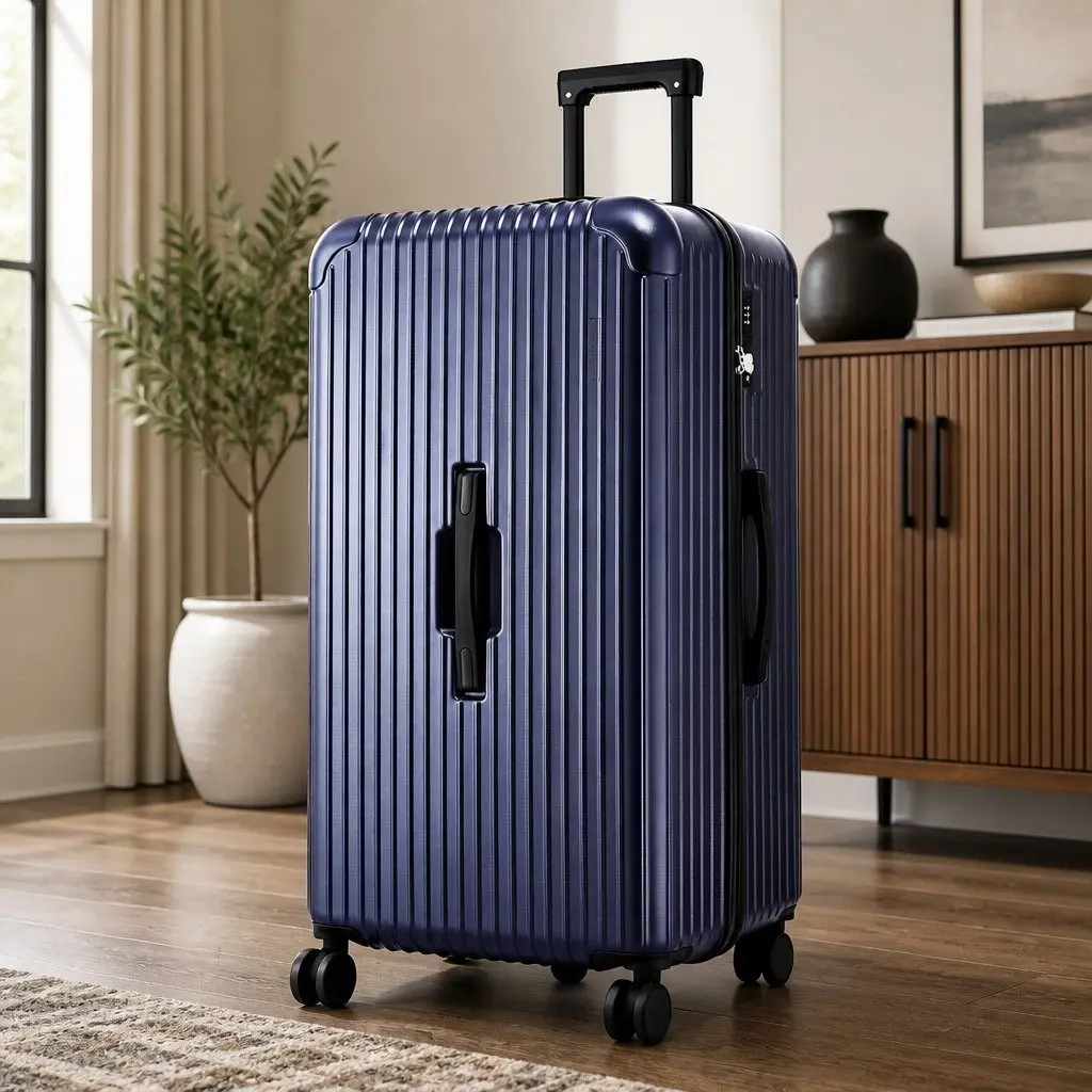 32" Trunk Luggage Suitcase Deep Indigo Travel Case with USB Type-C 5 Wheels