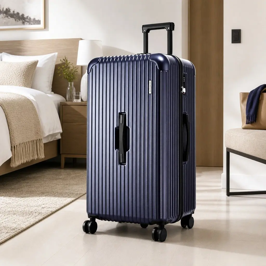 32" Trunk Luggage Suitcase Deep Indigo Travel Case with USB Type-C 5 Wheels
