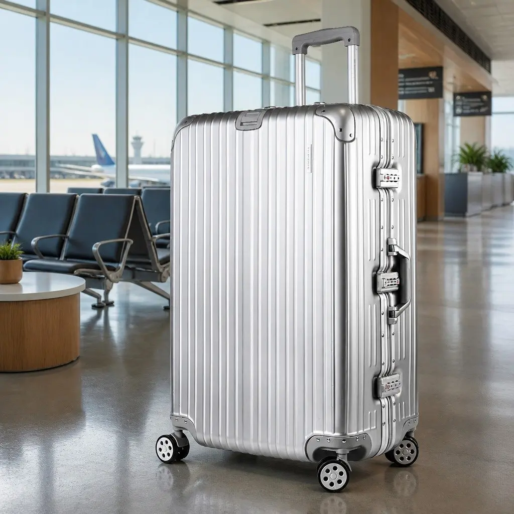 28 Inch Hard Shell Luggage TSA Lock Suitcase Stainless Steel Wrapped Corners